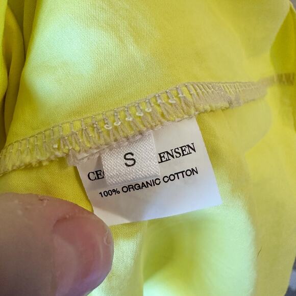 Cecilia Sorensen Dress Gauze Cream White Neon Yellow Green sz S - Picture 8 of 10